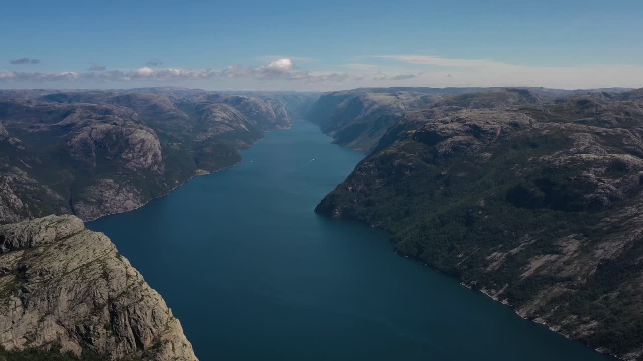 공중 영상 아름다운 노르웨이의 자연.
