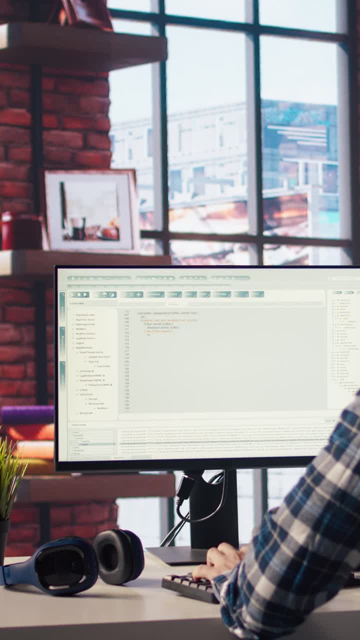 Vertical video Software developer at computer coding, creating software