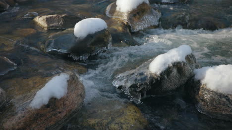 ice cold river stream at winter