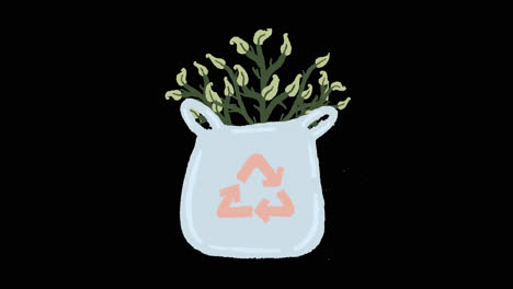 recycled plastic bag with plants