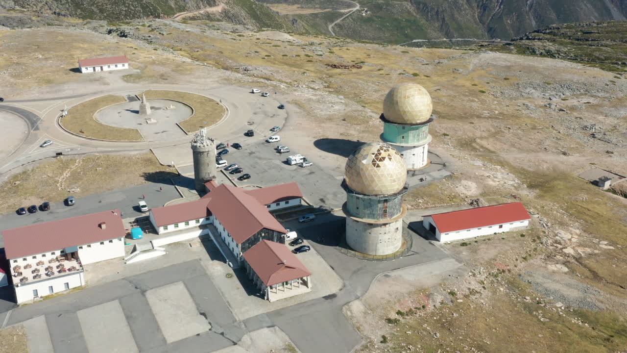 Aerial tilt up shot reveal Top Portugal highest point, Serra da Estrela Natural Park