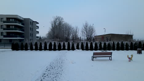 Kleiner-Hund-Draußen-Im-Schneeerkundungsgebiet,-Statische-Aufnahme