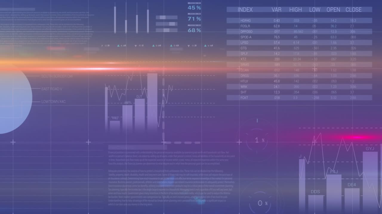 Animation of financial data processing over world map
