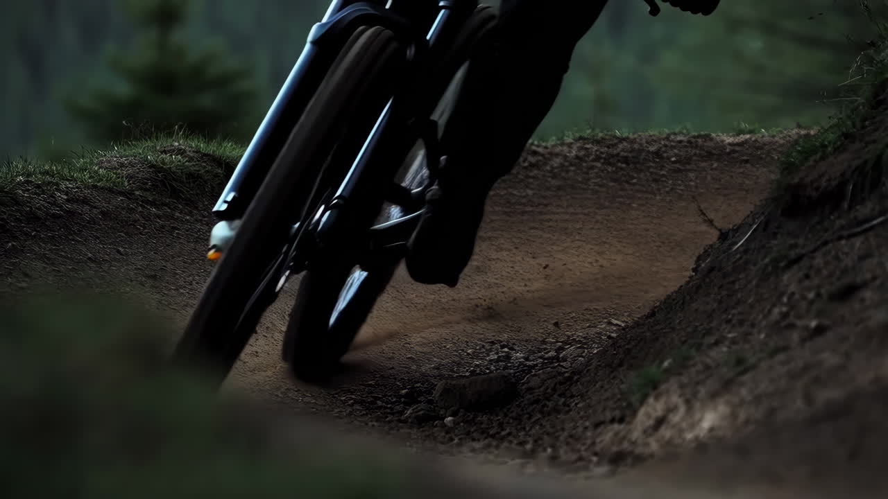 Mountain Biking on a Forest Trail