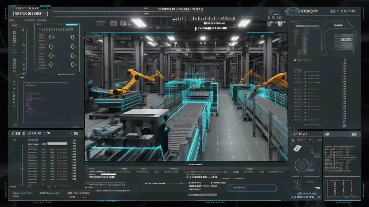 Automated Industrial Factory with Digital Interface and Robotics