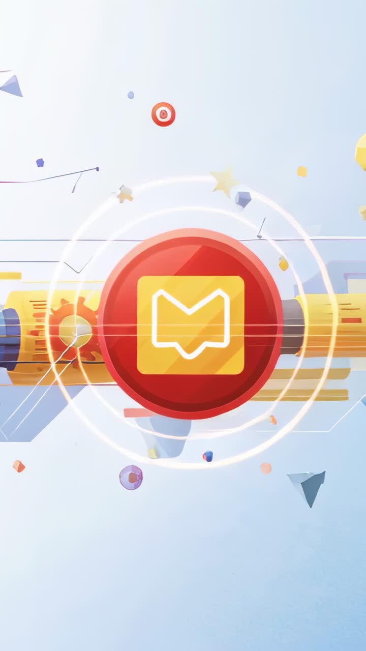 Vertical video: Sliding tube coming from left on blue showing gold ring and pulsing mail as alert