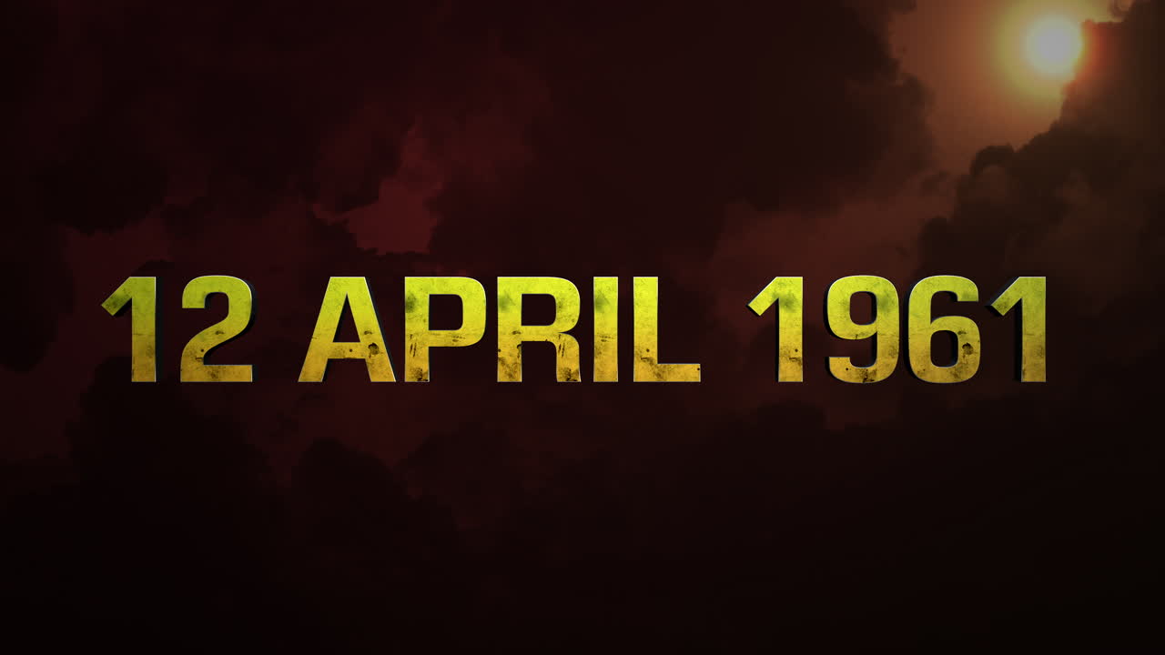 12 de abril de 1961 con cielo al atardecer y sol en galaxia
