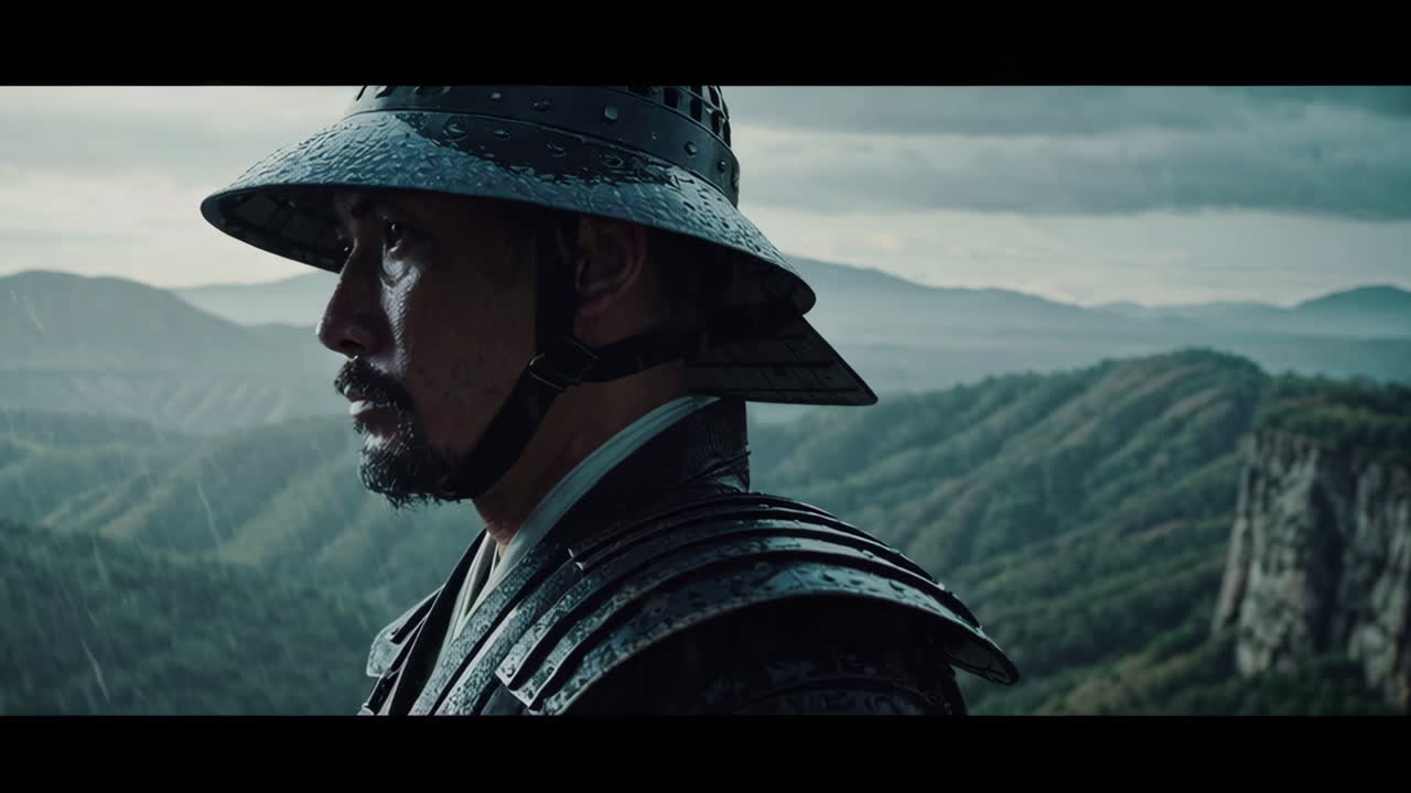 guerrero samurai en la lluvia