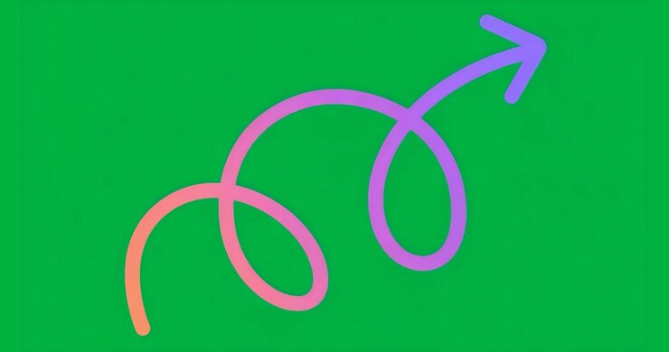 Designers integrating neon arrow looping twice over transparent background, showing business growth