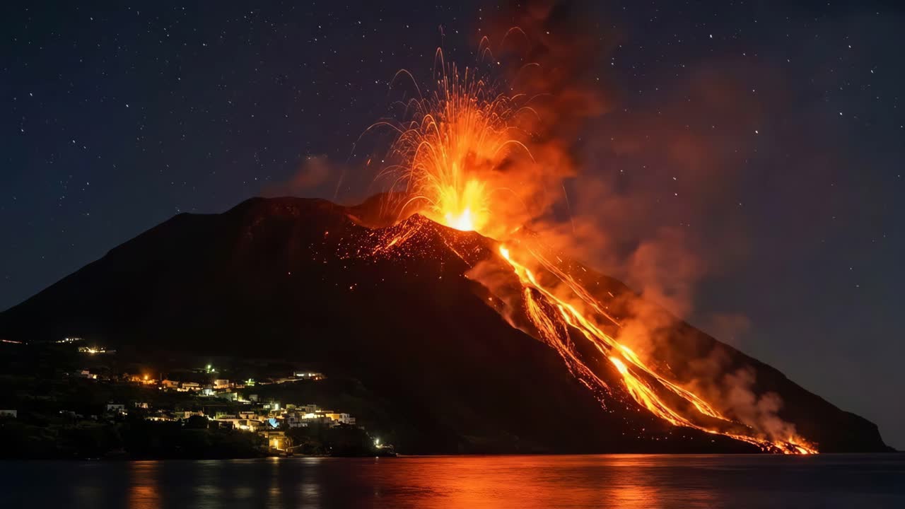 Eruzione vulcanica notturna