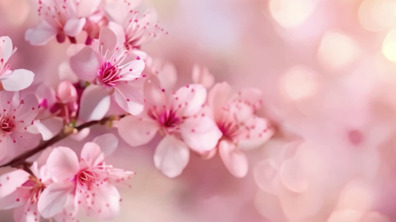 Delicate Pink Cherry Blossoms with Bokeh Background