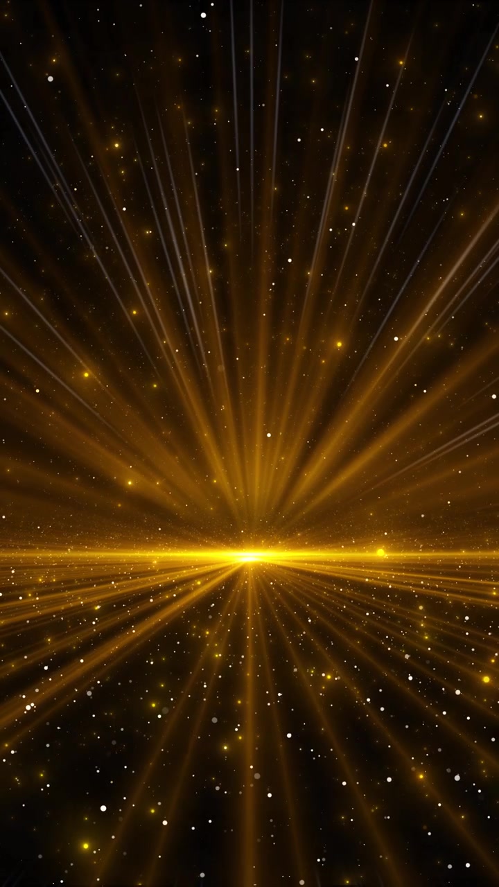 Radiant golden explosion background powerful central light fast particle streaks and cinematic