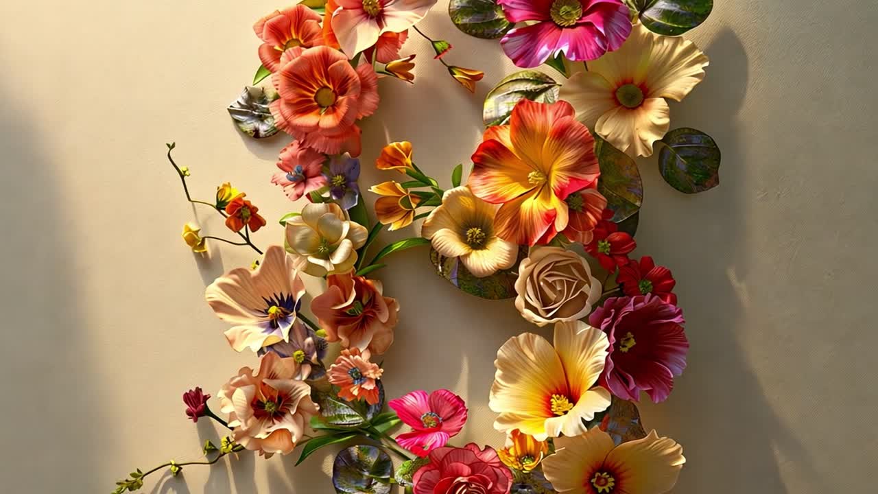 Vibrant 3D Floral Arrangement on Light Background