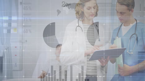 animation of financial data processing over diverse doctors and male patient