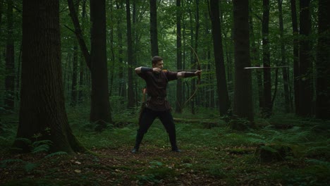 an archer in the enchanted forest: a journey of skill and precision as a young marksman takes aim and then explores his natural surroundings