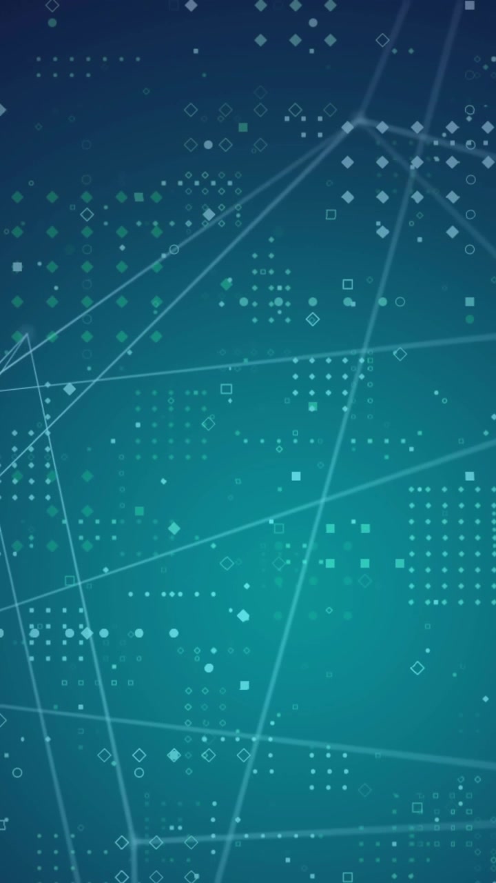 A network of dots forming squares is moving on a black background