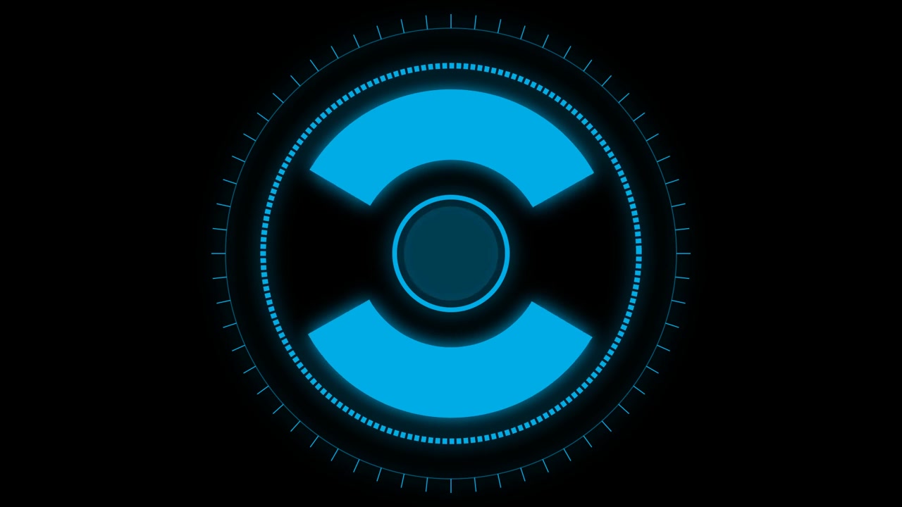 Blue Digital HUD Circular Loading Animation on Black Background