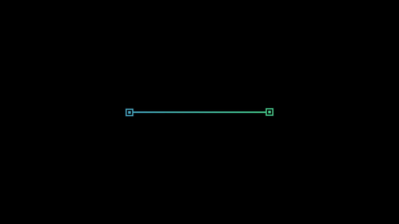 Animazione minimalista a linee blu-verdi su sfondo nero