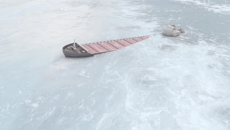 Shipwreck in icy sea