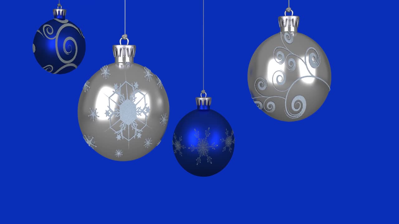파란색 배경 에 있는 크리스마스 트리 볼 의 애니메이션