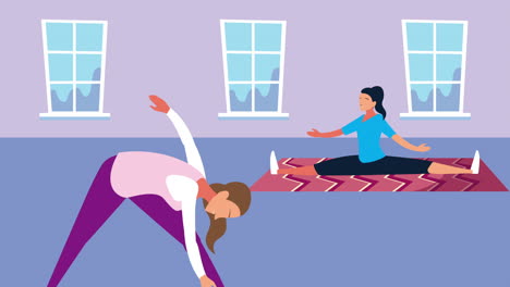 niñas practicando ejercicio en el hogar