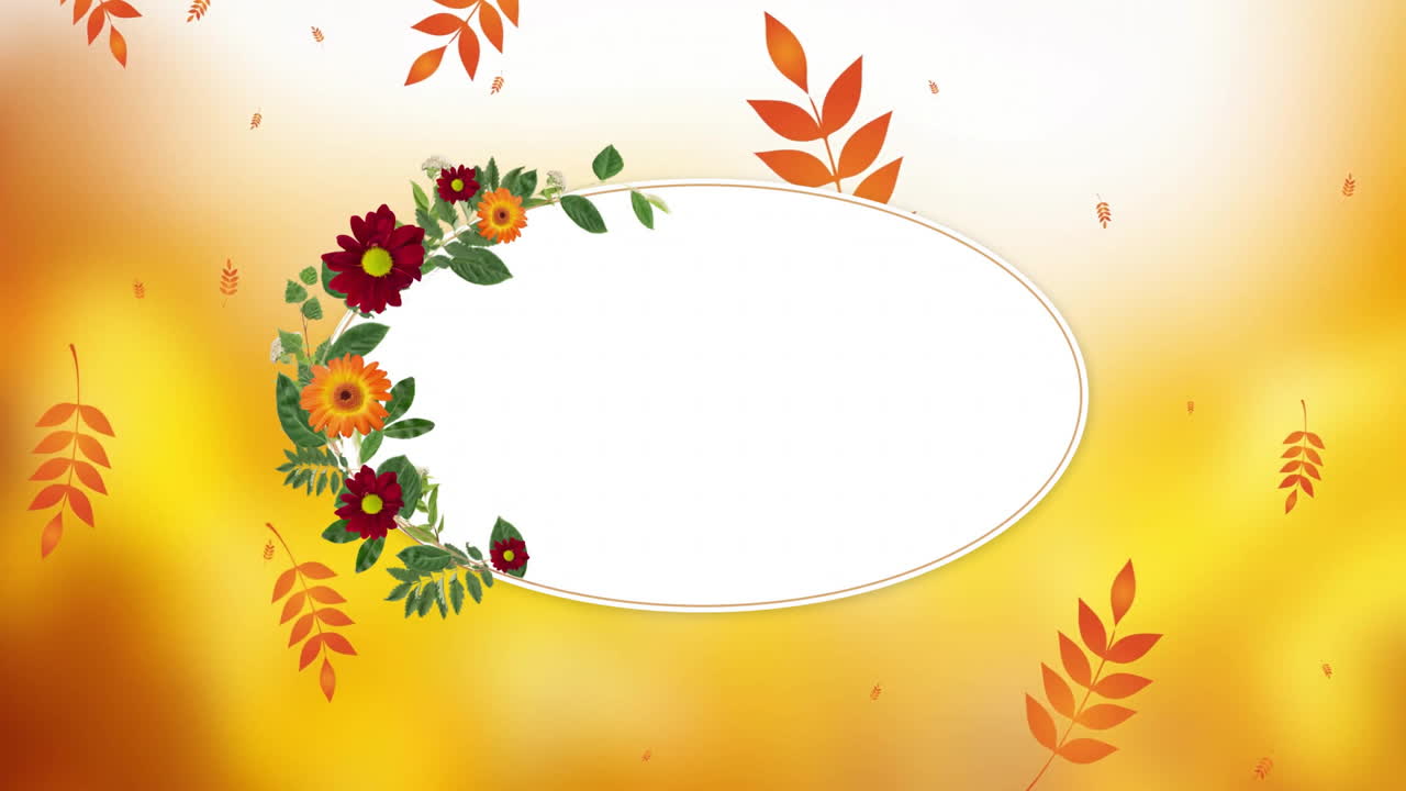 떨어지는 잎 위에 복사 공간과 함께 꽃과 모양의 애니메이션