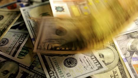 one hundred dollar banknotes. background of one hundred dollar bills