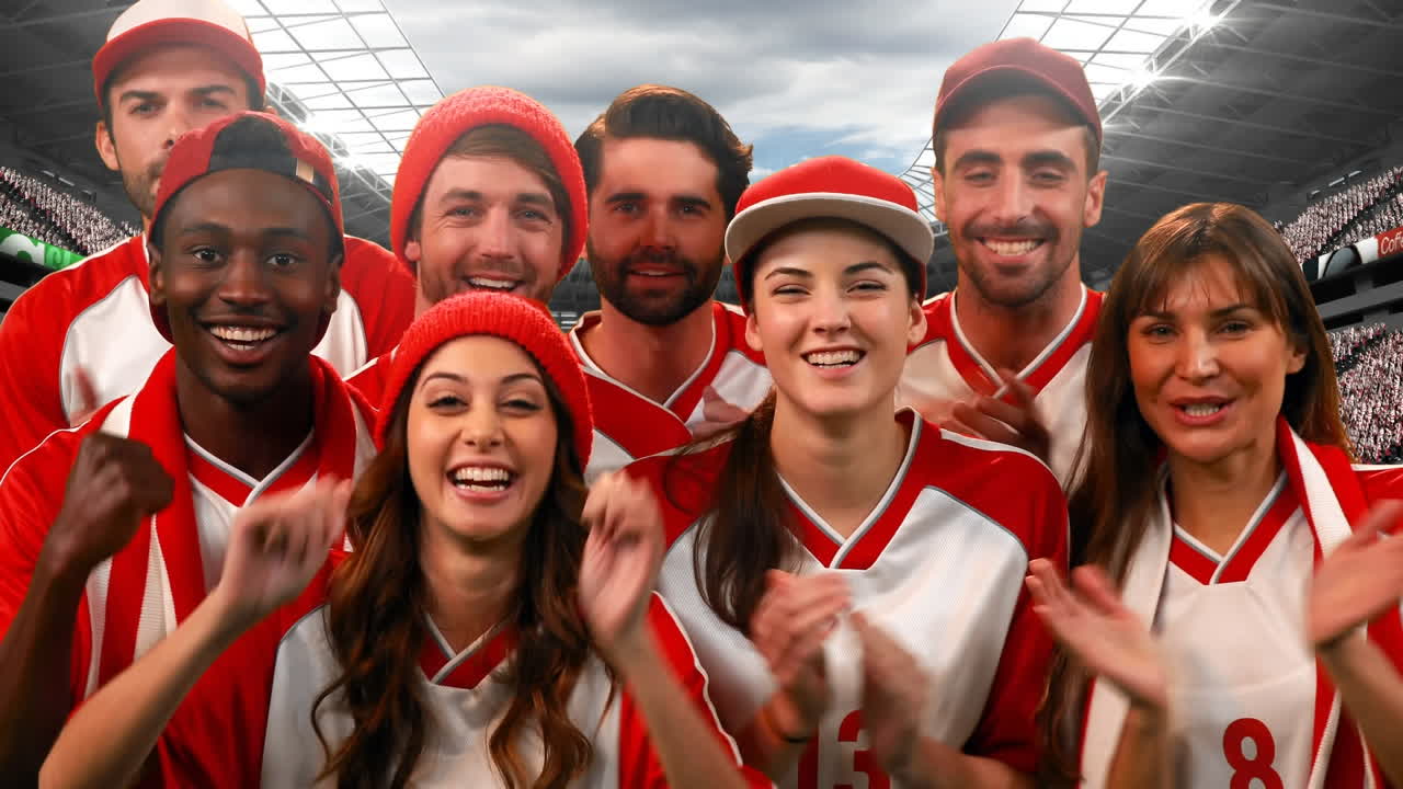 grupo de fanáticos animando a su equipo