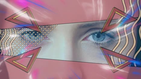animación de formas sobre los ojos de una mujer caucásica