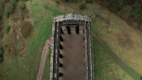 aerial view of ancient penshaw monument built on the penshaw hill in sunderland, england