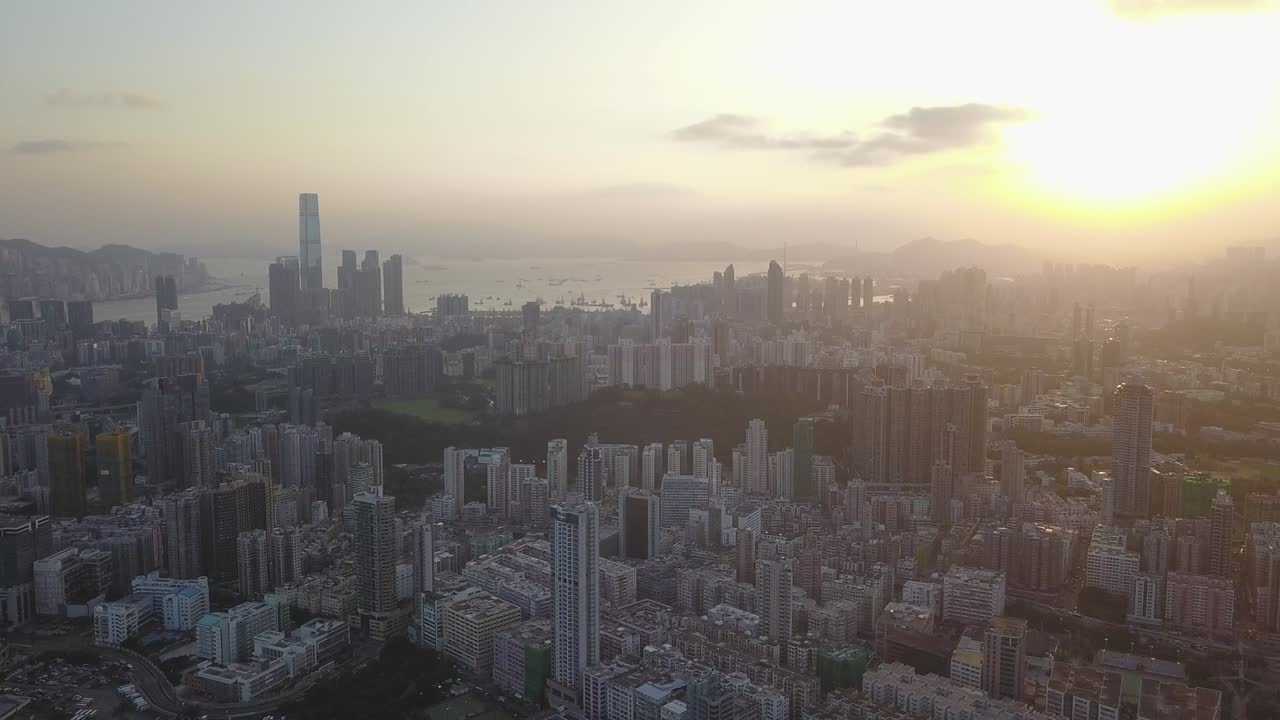 imagen aérea del distrito de kowloon en hong kong
