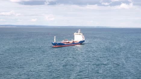 ship moored in solent off isle of wight drone,aerial