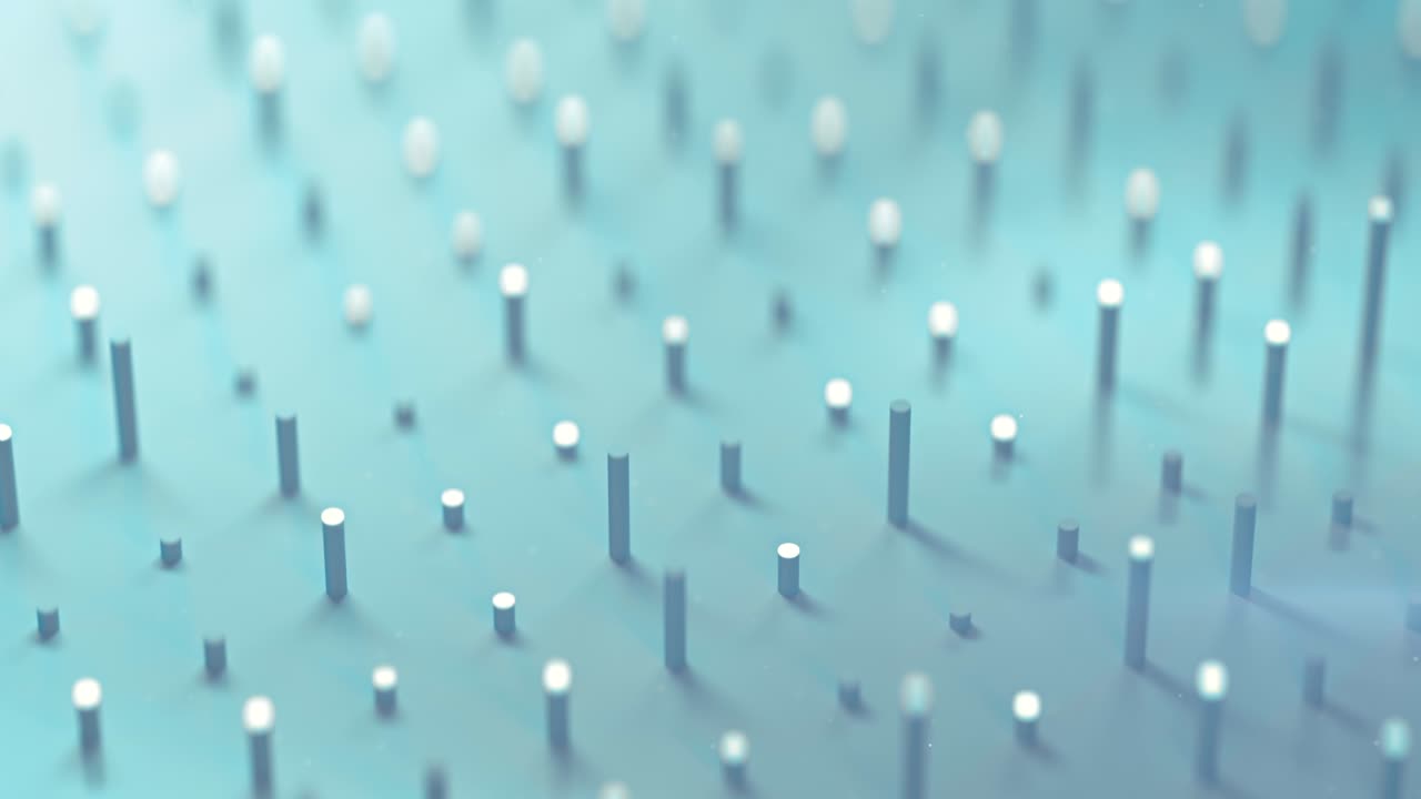 파란색 실린더 모양의 원활한 루프 3d 렌더링 애니메이션