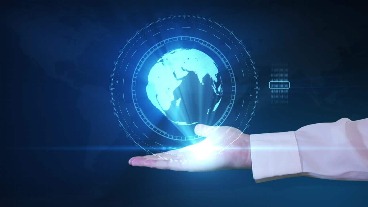 Hand Holding Holographic Globe