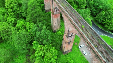 top view himbaechel viaduct, near city michelstadt, odenwald, hesse