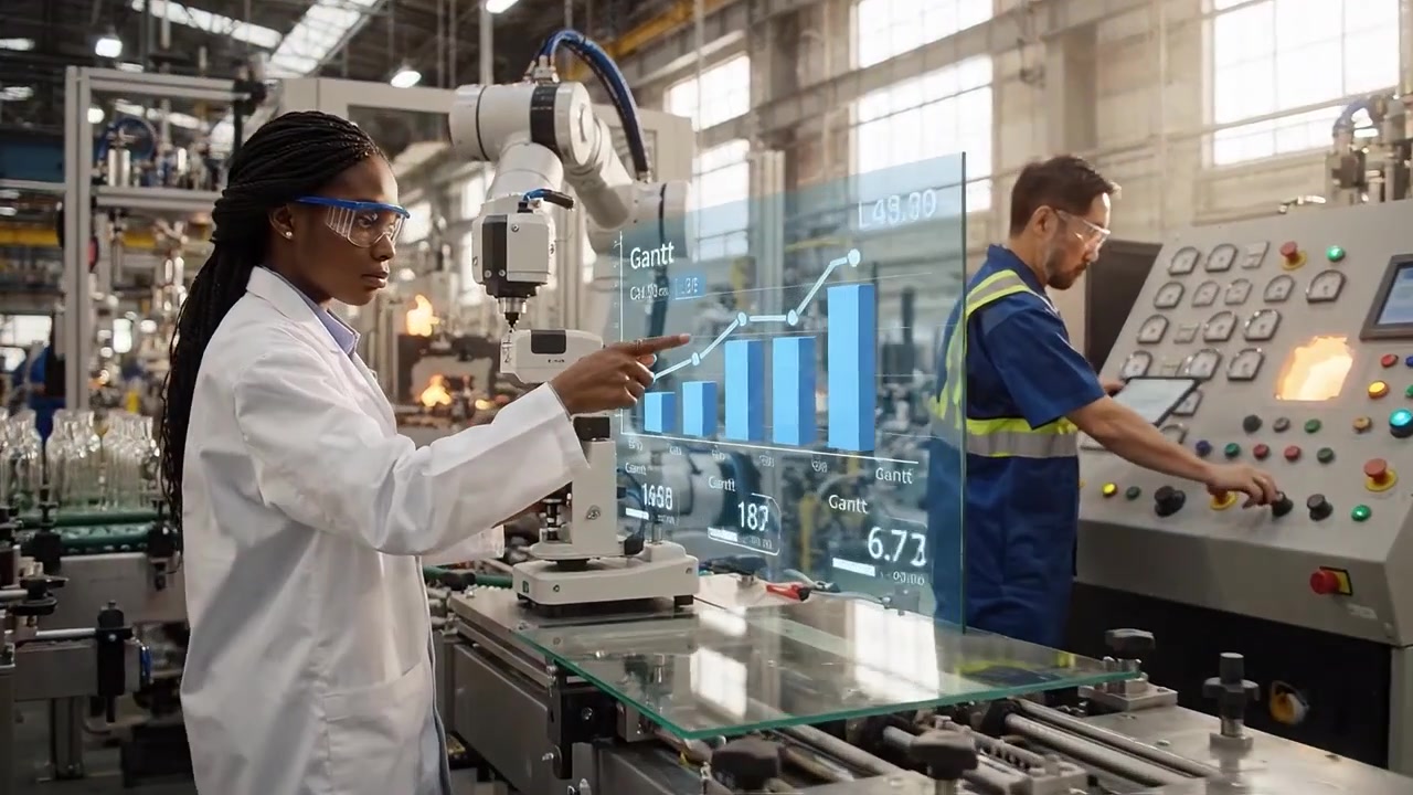 Engineers Monitor Production Line with Robotic Arm and Holographic Data