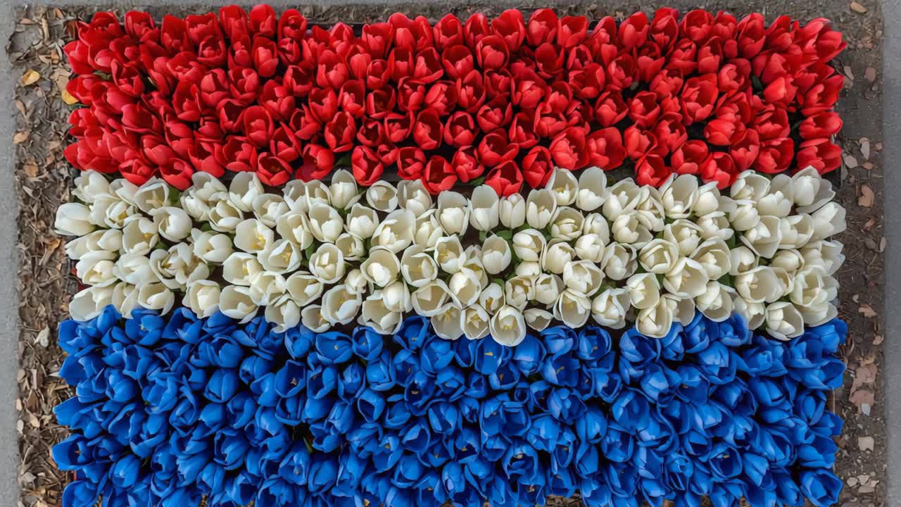 Dutch Flag Made of Tulips