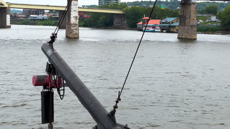 pov of riverboat in ohio river near cincinnati, usa