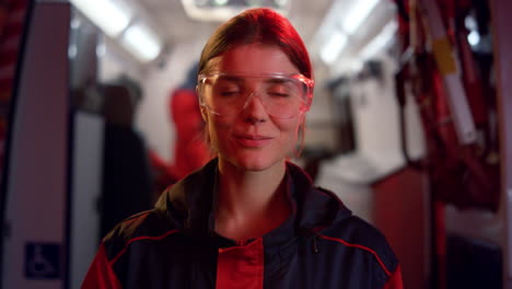 emergency doctor in uniform posing at camera