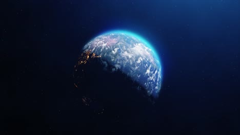 Planet earth rotating at night and day from space with stars loop animation 3d 4k space planet