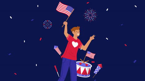 motion graphic of flat background for american 4th of july celebration