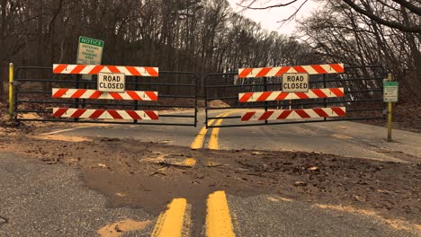 Rising-near-a-road-closure-sign-and-fence