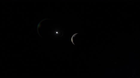 planeta plutón con destellos solares lejanos y estrellas espaciales fondo de la vía láctea - animación 3d cgi