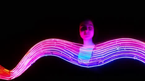 woman in neon light