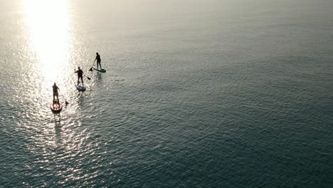 woman paddleboarding at sunrise on the gulf of mexico