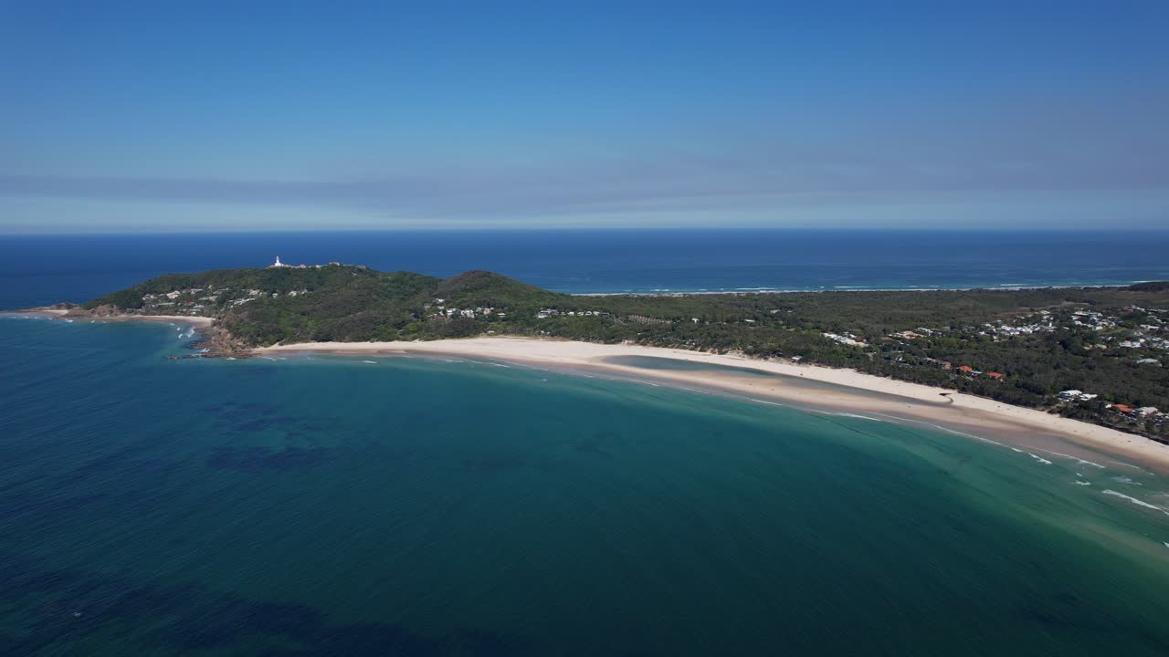 오스트레일리아 nsw 의 버론 베이, 클라크스 비치 의 파노라마 뷰 - 드론  ⁇