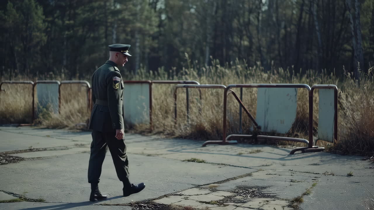 Soldier on Duty at an Abandoned Checkpoint