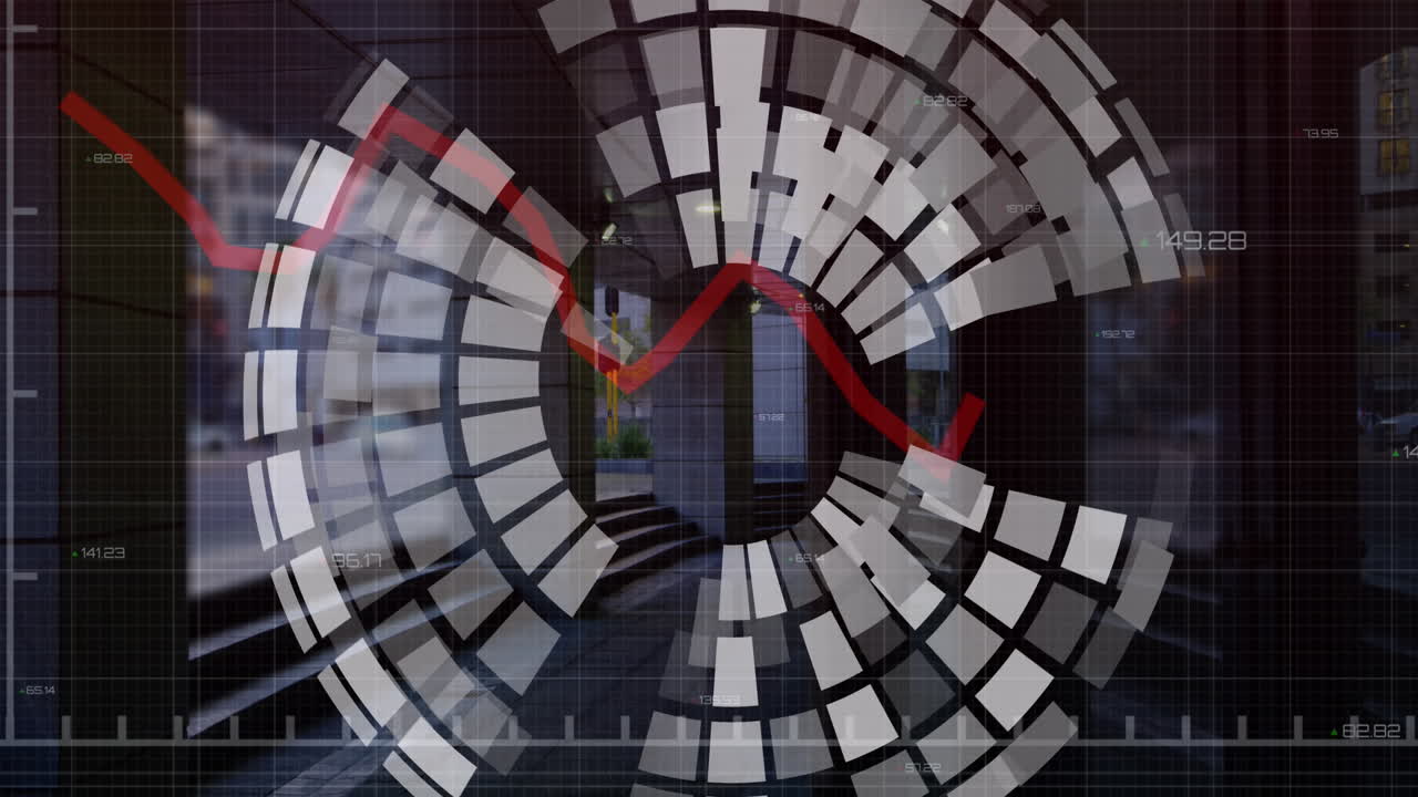 animación del globo terráqueo, gráfico y lapso de tiempo con personas en fondo negro