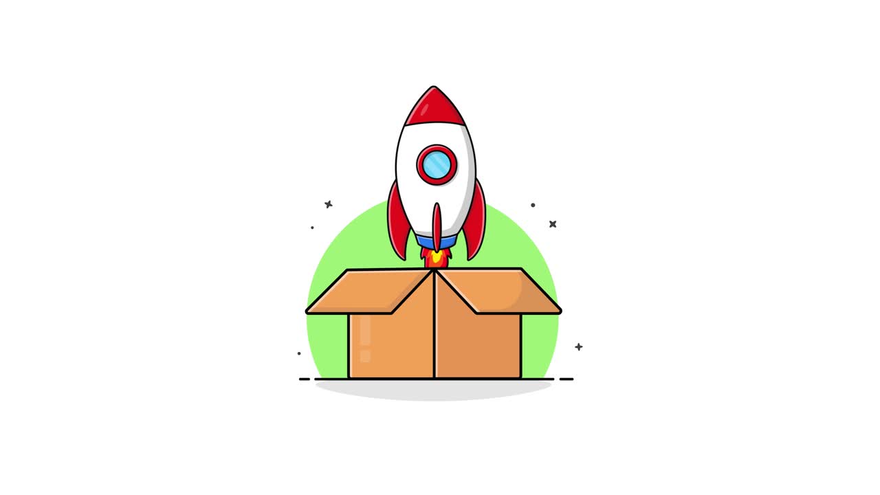 Animated Rocket Launching from a Cardboard Box