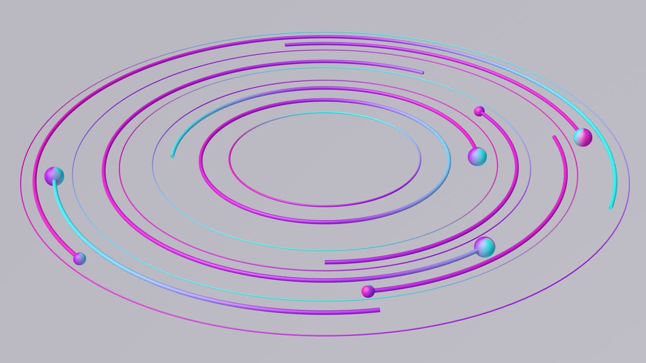 círculos y bolas azules, púrpuras y rosas. animación abstracta, renderizado en 3d, primer plano.